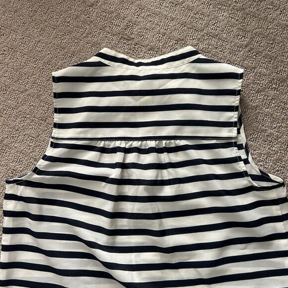 J. Crew Womens 0 Black And White Striped Sleeveless Button Up Blouse Tank Top - Picture 7 of 7